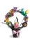 Easter floral topiary with a bird and a nest over white background