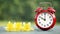 Easter flowers and alarm clock - springtime, spring forward banner