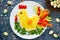 Easter food - traditional Easter salad shaped hen