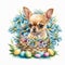 Easter Fun with Chihuahua and Watercolor Florals AI Generated