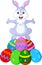 Easter funny rabbit with eggs