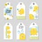 Easter gift tags with cute chickens. Vector holiday set