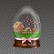 Easter glass globe with gingerbread house and train. egg shaped water globe with gingerbread landscape