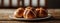 Easter. Good Friday. Homemade hot cross buns on a plate on a wooden table