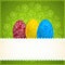 Easter green background with ornament eggs