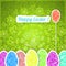 Easter green background with ornament eggs