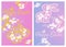 Easter greeting card with bunnies and sakura cherry blossom. Vector illustration of rabbits and spring flowers on a gradient