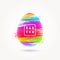 Easter greeting card. Colored paint easter egg,