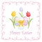 Easter greeting card with cute chick