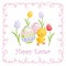 Easter greeting card with cute chick