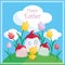 Easter greeting card with cute chick