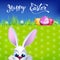 Easter greeting card with Easter rabbit, Easter eggs
