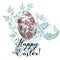 Easter greeting card with egg decorated by swirls