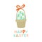 Easter greeting card with lettering, egg and holiday basket