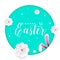 Easter greeting card with peeping bunny rabbit
