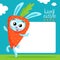 Easter greeting card template with bunny in carrot costume