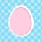 Easter greeting card template - simple pink egg on abstract geometric gingham background