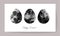 Easter greeting card with three ink wash painted easter egg