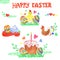 Easter greeting card.Watercolor ornament eggs
