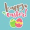 Easter Greetings Typographical Greeting Card. Hand Lettering, Calligraphy Polka Dot Vector Illustration