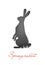 Easter hare concept, Easter rabbit in grey color with red bug, new look on Easter holiday symbol,