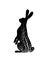 Easter hare concept, Easter rabbit silhouette in black color on the white background, new look on Easter holiday symbol,