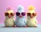 Easter hen red background poultry fashion animal retro decoration spring bird chicken white farming sunglasses