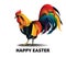 Easter holiday background with rainbow rooster