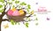 Easter holiday card with Eggs nest Vector. Spring themes