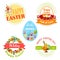 Easter holiday and egg hunt celebration label set