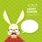 Easter Holiday Rabbit Bunny Hipster With Chat Bubble Style Mustache Glasses