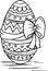 Easter illustration, Egg with bow illustration, Happy Easter Logo, Egg outline coloring page