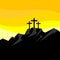 Easter illustration. Three crosses on Calvary