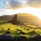 Easter island landscape. Ahu Tongariki. Panoramic view Papa nui