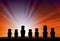 Easter Island Monument Statues Moai in Beams Of Sun