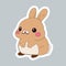 Easter kawaii bunny sticker, Happy easter sticker rabbit