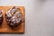 Easter Kraffin on light wooden background. Rustic style baking, serving. Copy space, mock up