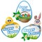 Easter label set with cartoon characters