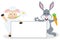 Easter Lamb & Rabbit with Blank Banner