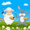 Easter Lamb & Rabbit Painters & Rainbow