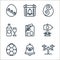 easter line icons. linear set. quality vector line set such as cross, bell, egg, location, gift card, wine, egg, calendar