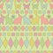 Easter Linear Pattern in Pastel Colors. Seamless Background Isolated on Green.