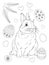 Easter. Linear rabbit image. Whole white image, isolated. Coloring for children