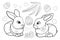 Easter. Linear rabbit image. Whole white image, isolated. Coloring for children