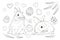 Easter. Linear rabbit image. Whole white image, isolated. Coloring for children.