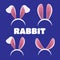 Easter masks set. Vector rabbit ears masks collection for Easter