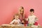 Easter, mother and children in bunny ears.