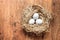 Easter natural composition of eggs in nest