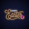 Easter Neon Vintage Lettering On Wall Background