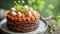 Easter Nest Cake with Speckled Eggs and Greenery. Easter dessert